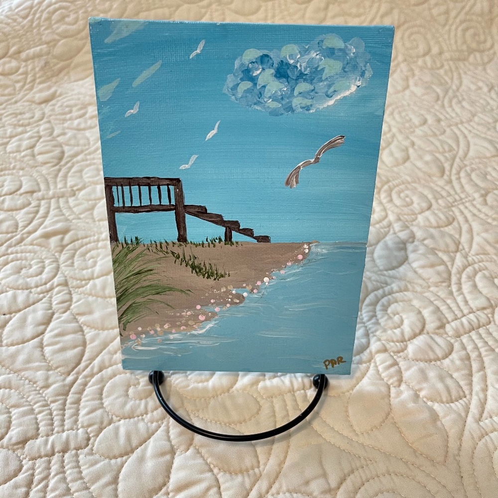 "Take Me To The Beach" 5x7 Acrylic Painting ~ Blue Sky